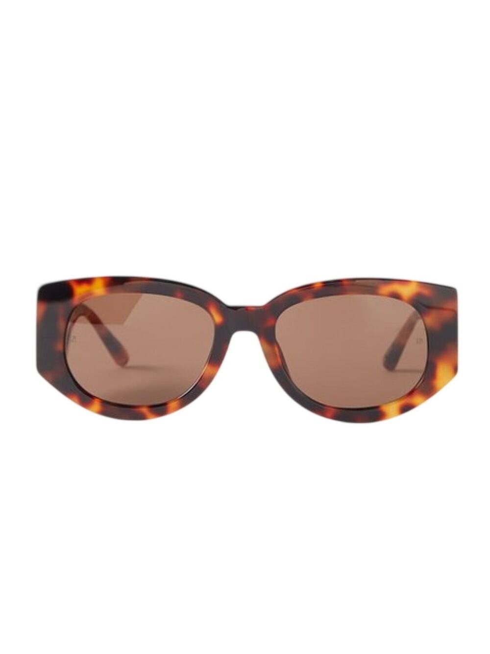 Linda Farrow Chic Brown Debbie Oval Sunglasses